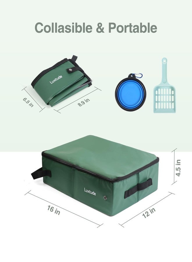 لوكس تيود صندوق فضلات القطط المحمول من لوكستود، مقاوم للماء والروائح، قابل للطي مع غطاء، شكل متين وقاعدة صلبة للاستخدام في السيارة والفندق والأماكن الخارجية (أخضر، متوسط) - Image 5